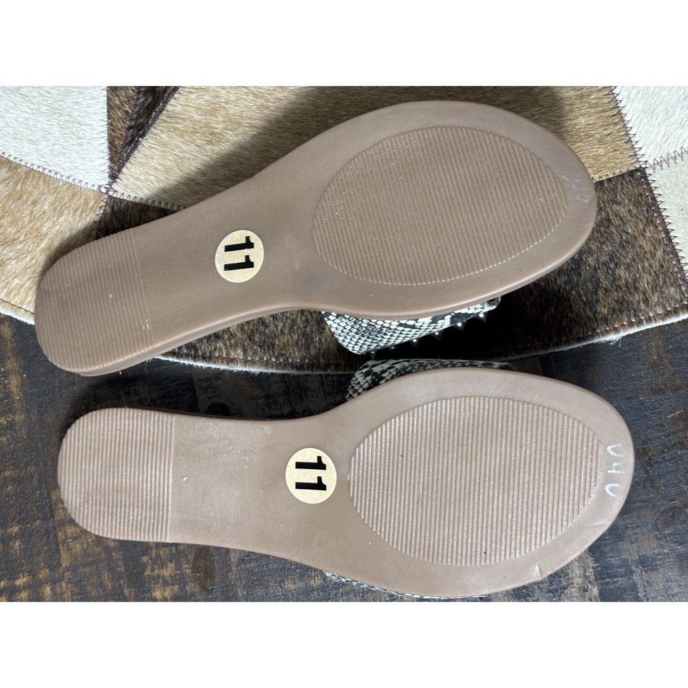 Steve Madden Ivory Snake-Print Slide Sandals with Silver Studs - Picture 3 of 8